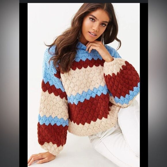 Forever 21 colorblock Crochet Sweater - Picture 1 of 7